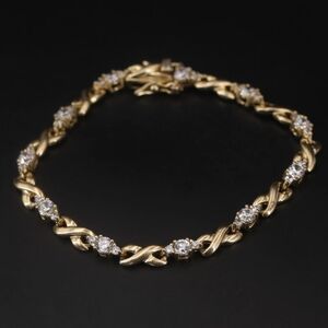 ROSS SIMONS White XOXO Gold Tennis Bracelet